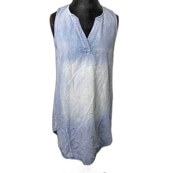 Cupshe Women’s Denim Chambray Tunic Dress Medium 100% Cotton Sleeveless - Picture 1 of 8